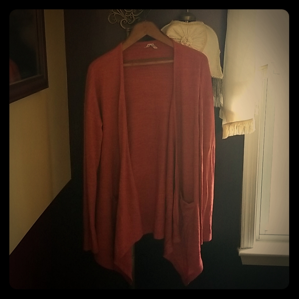 Women's Burnished Orange Drapy Cover-up Cardigan